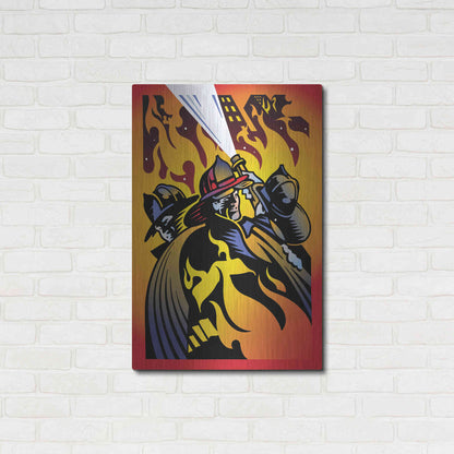 Luxe Metal Art 'Firemen' by David Chestnutt, Metal Wall Art,24x36