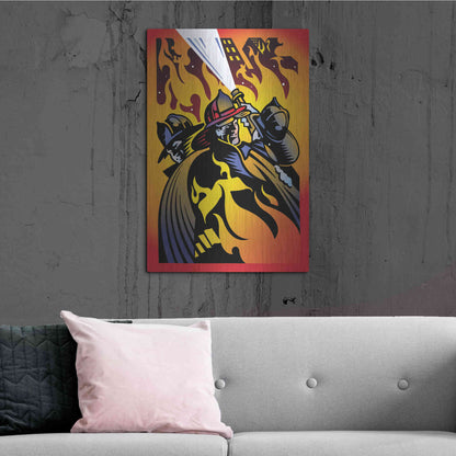 Luxe Metal Art 'Firemen' by David Chestnutt, Metal Wall Art,24x36