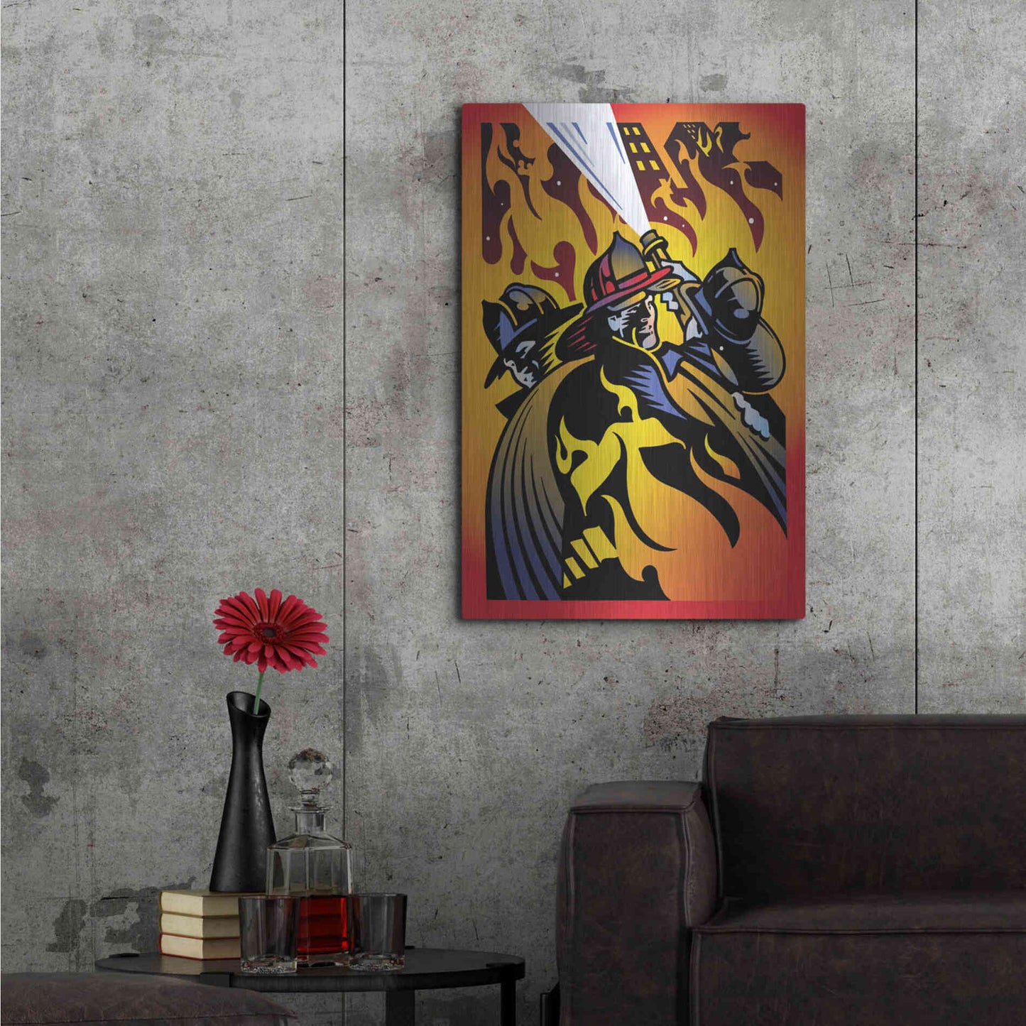 Luxe Metal Art 'Firemen' by David Chestnutt, Metal Wall Art,24x36