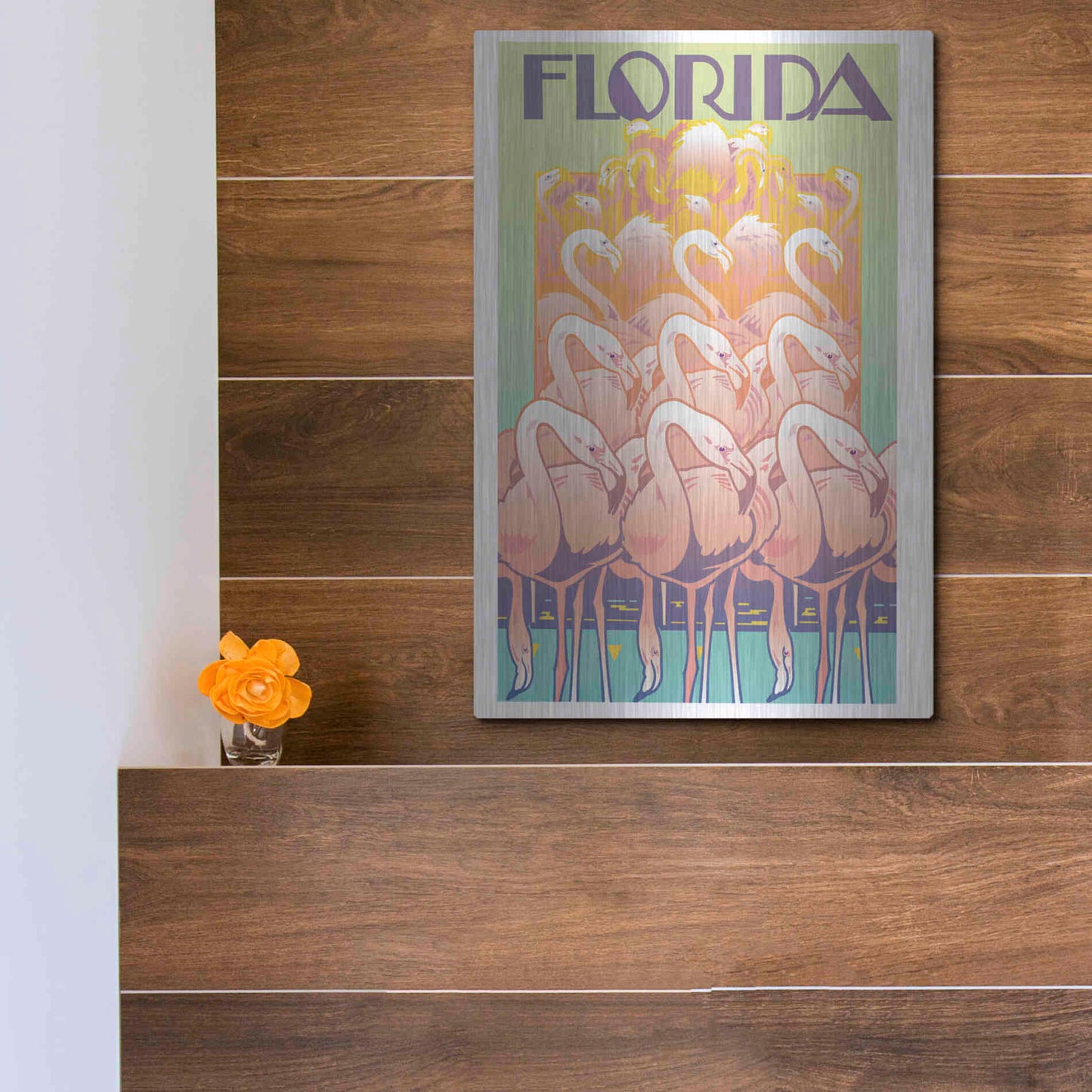 Luxe Metal Art 'Florida' by David Chestnutt, Metal Wall Art,12x16