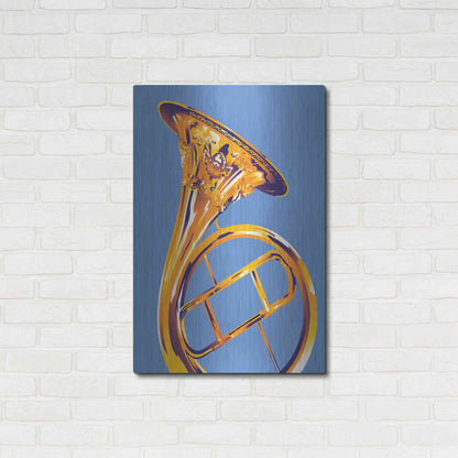 Luxe Metal Art 'French Horn 8' by David Chestnutt, Metal Wall Art,24x36