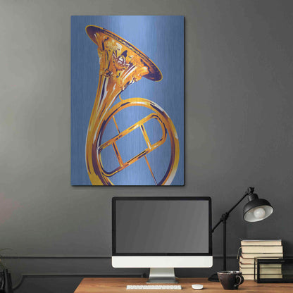 Luxe Metal Art 'French Horn 8' by David Chestnutt, Metal Wall Art,24x36