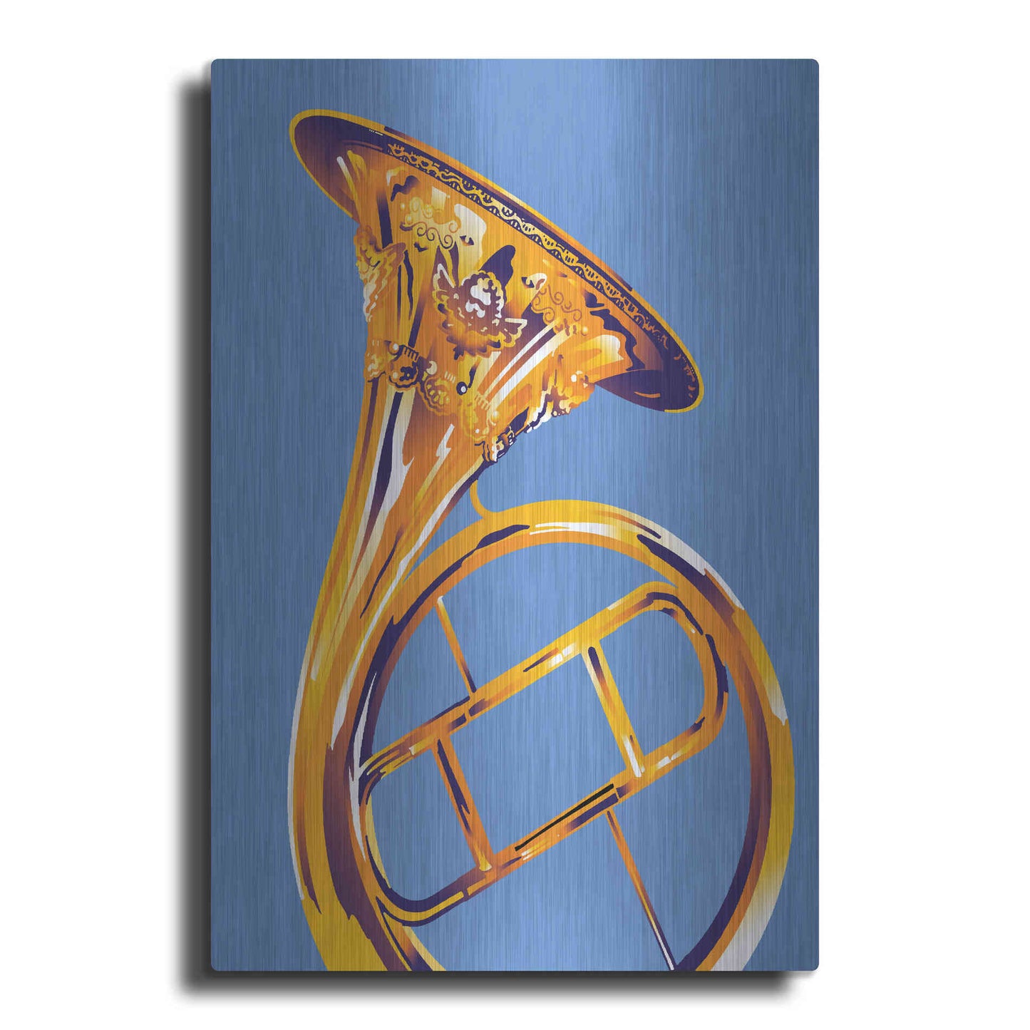 Luxe Metal Art 'French Horn 8' by David Chestnutt, Metal Wall Art