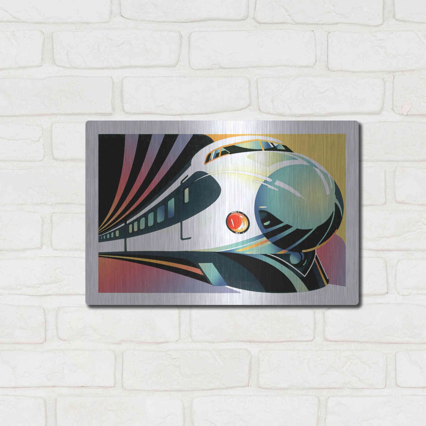 Luxe Metal Art 'Japanese High Speed Train' by David Chestnutt, Metal Wall Art,16x12