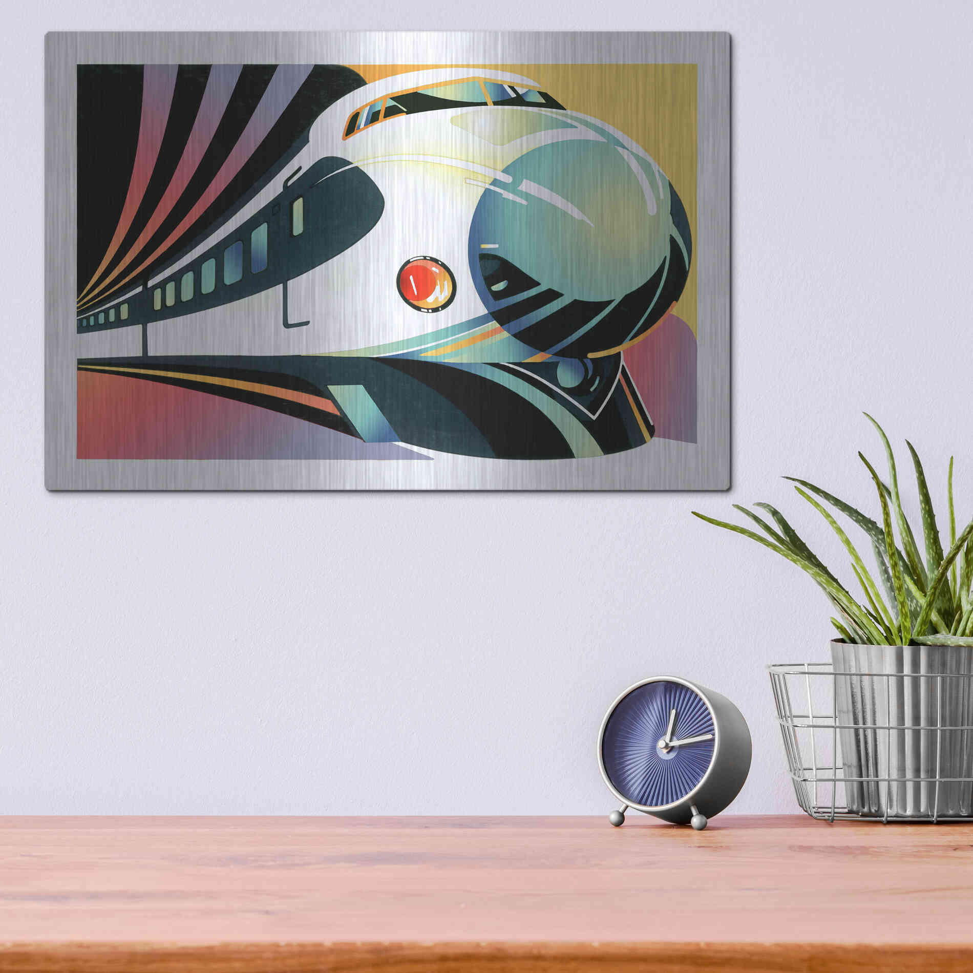 Luxe Metal Art 'Japanese High Speed Train' by David Chestnutt, Metal Wall Art,16x12