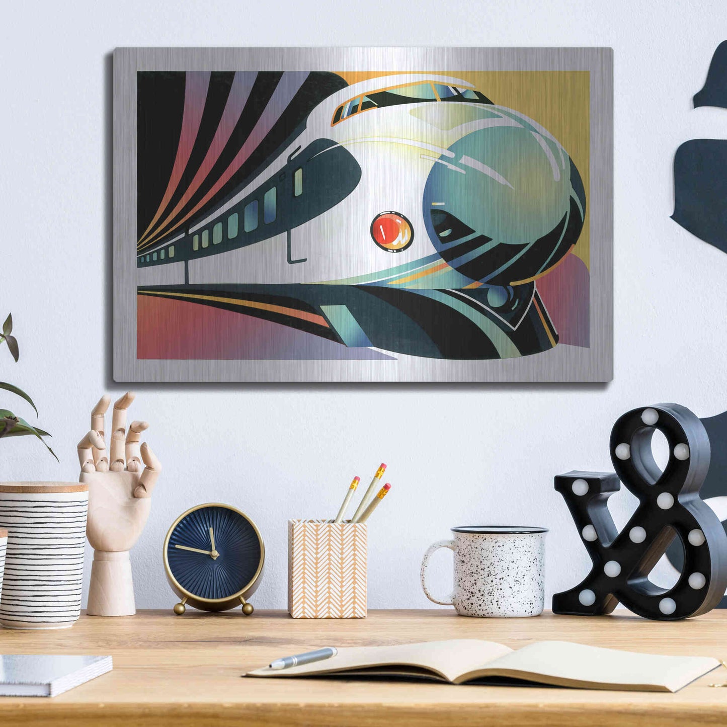 Luxe Metal Art 'Japanese High Speed Train' by David Chestnutt, Metal Wall Art,16x12