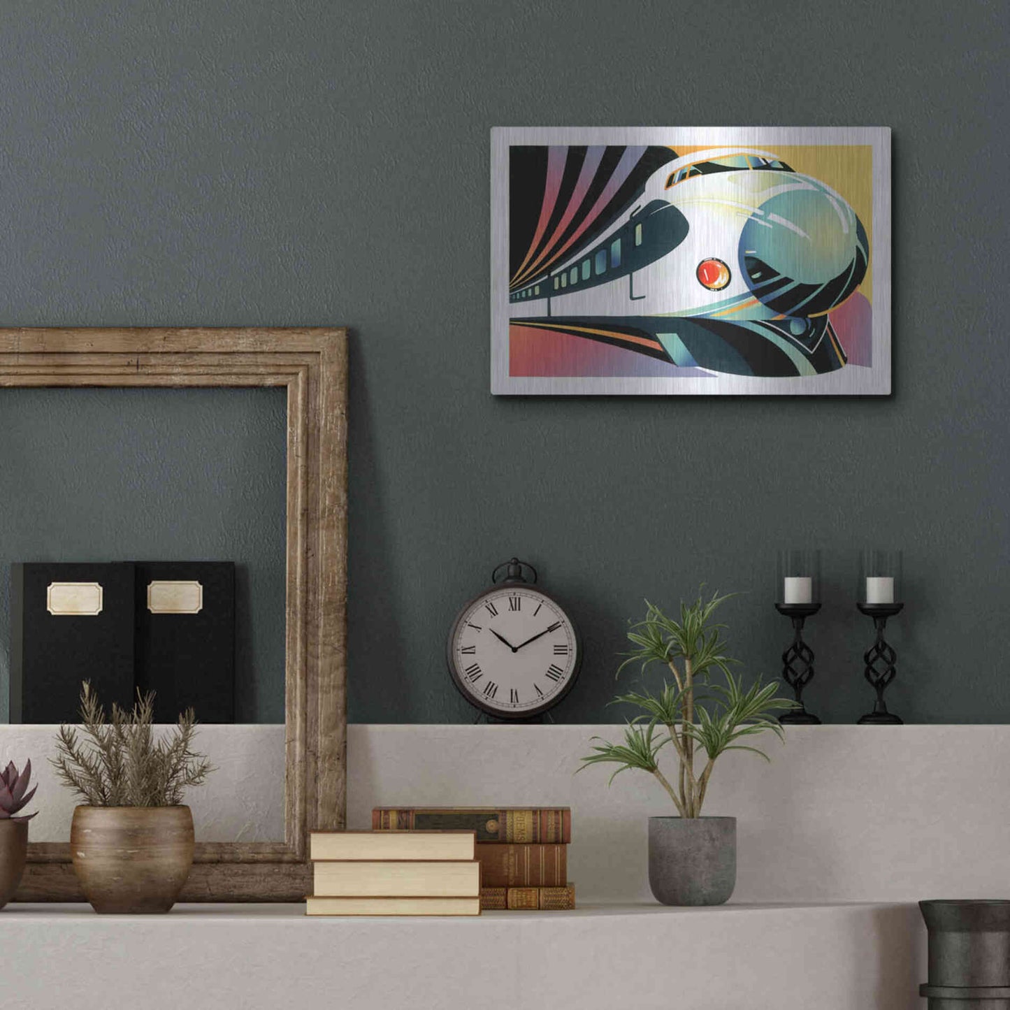 Luxe Metal Art 'Japanese High Speed Train' by David Chestnutt, Metal Wall Art,16x12