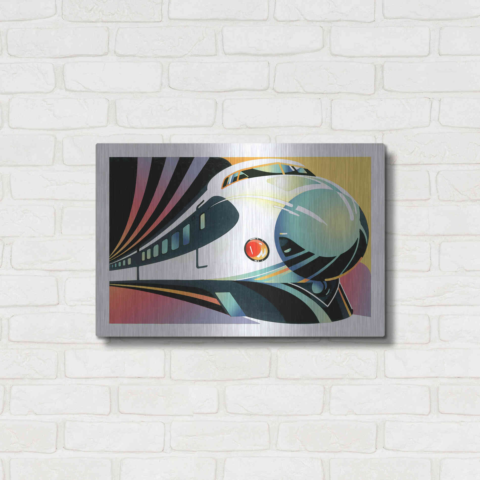 Luxe Metal Art 'Japanese High Speed Train' by David Chestnutt, Metal Wall Art,24x16