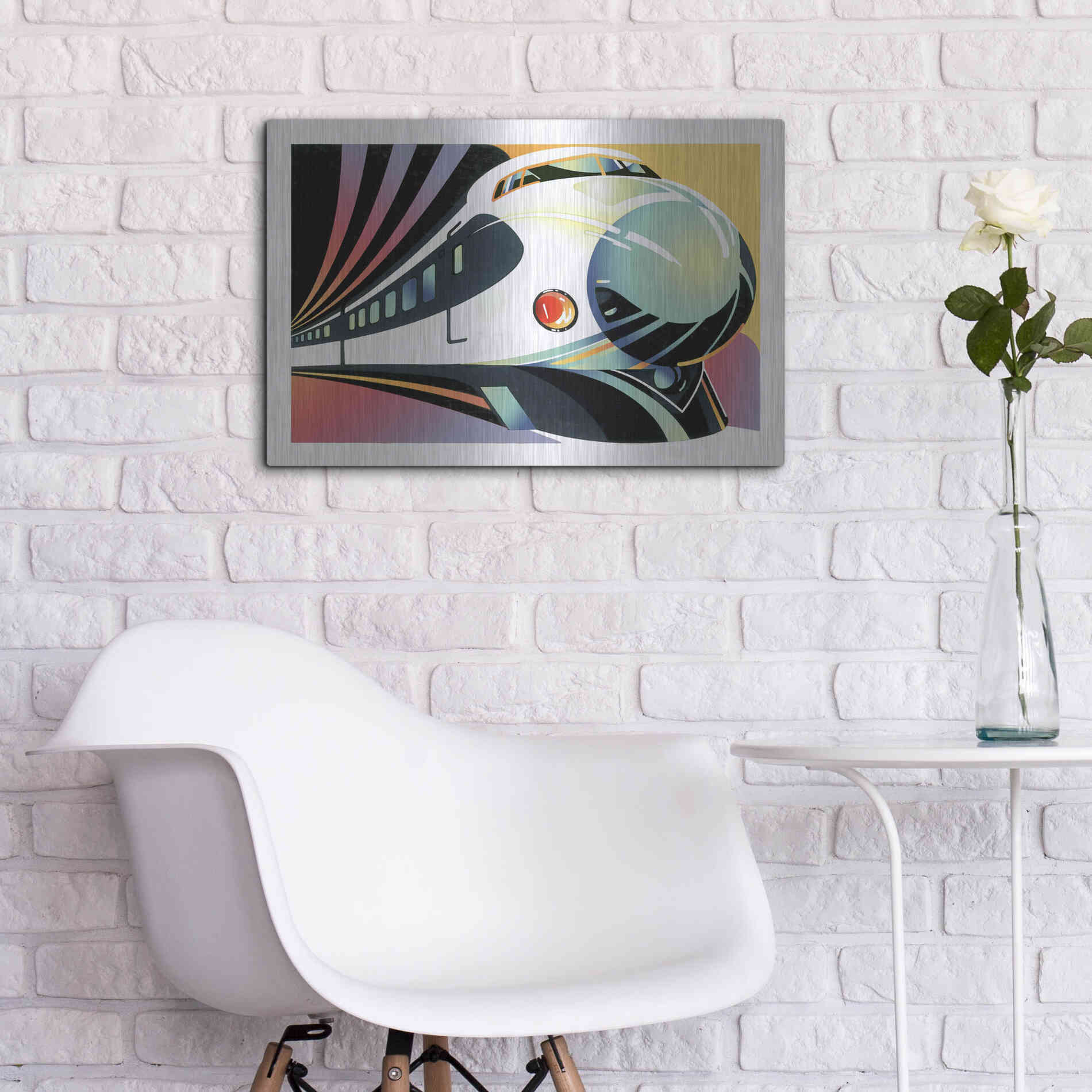 Luxe Metal Art 'Japanese High Speed Train' by David Chestnutt, Metal Wall Art,24x16