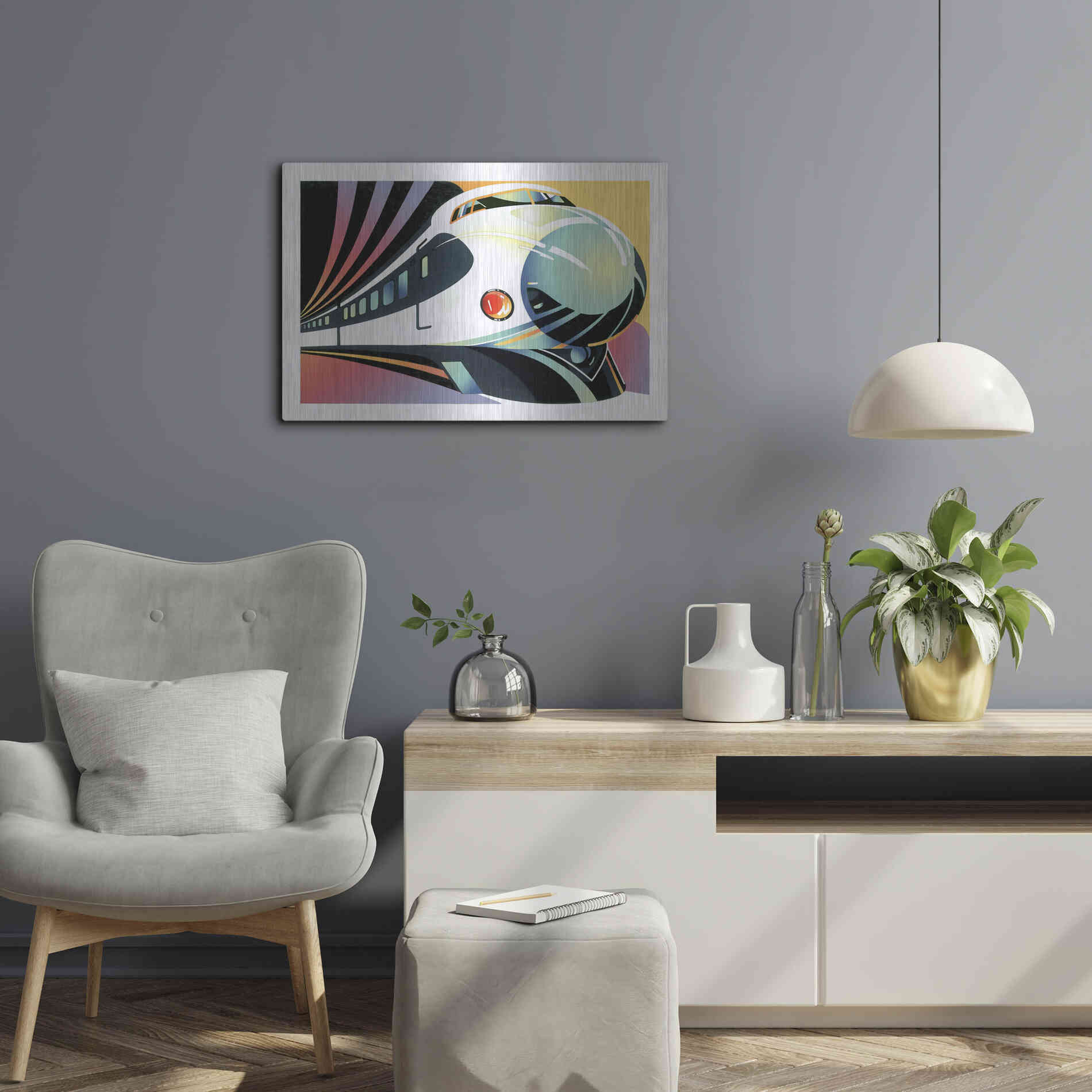 Luxe Metal Art 'Japanese High Speed Train' by David Chestnutt, Metal Wall Art,24x16