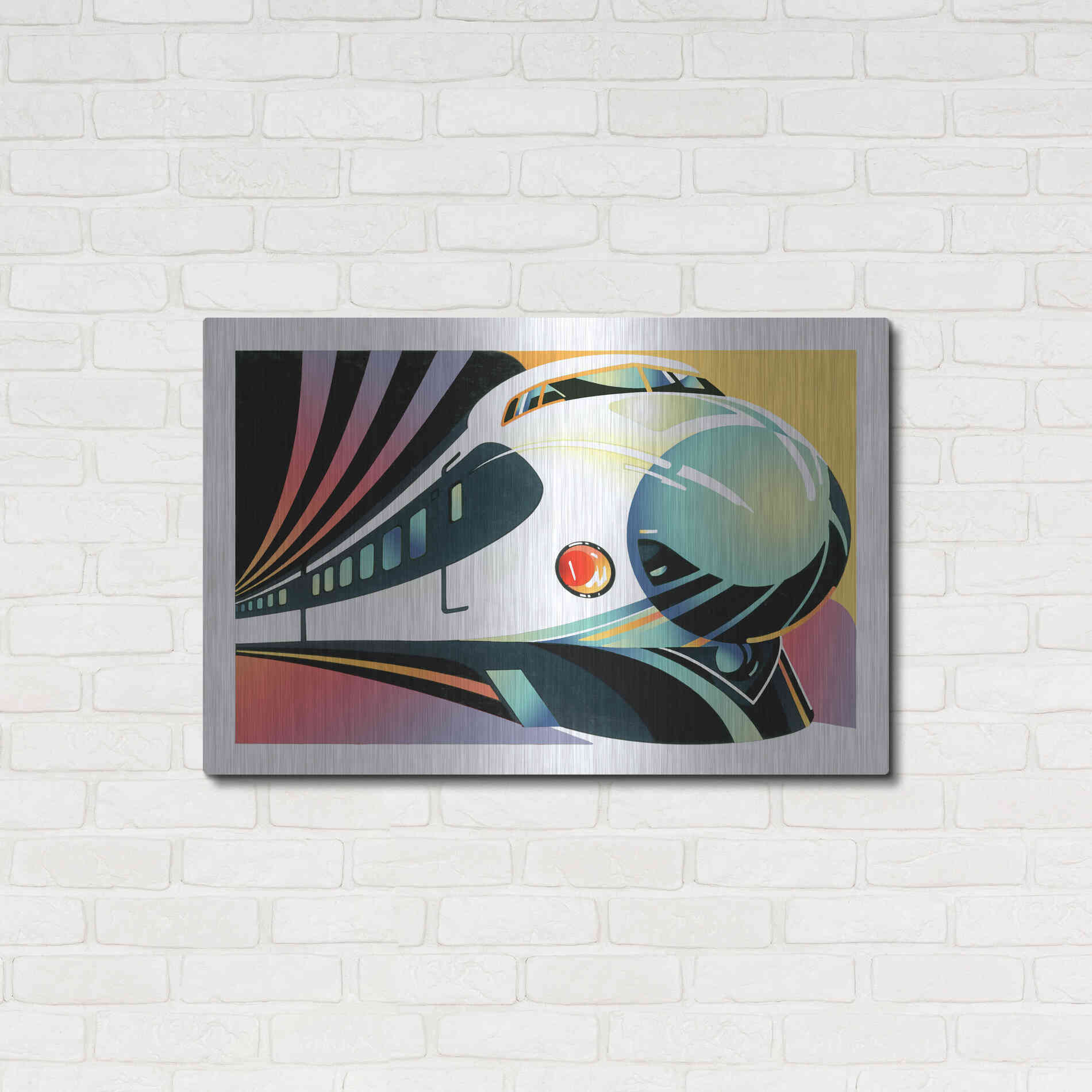 Luxe Metal Art 'Japanese High Speed Train' by David Chestnutt, Metal Wall Art,36x24