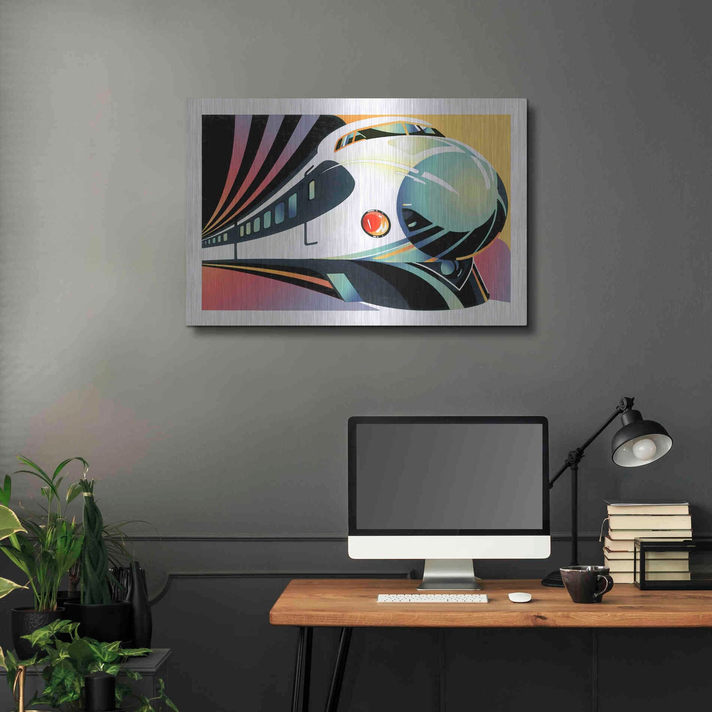 Luxe Metal Art 'Japanese High Speed Train' by David Chestnutt, Metal Wall Art,36x24