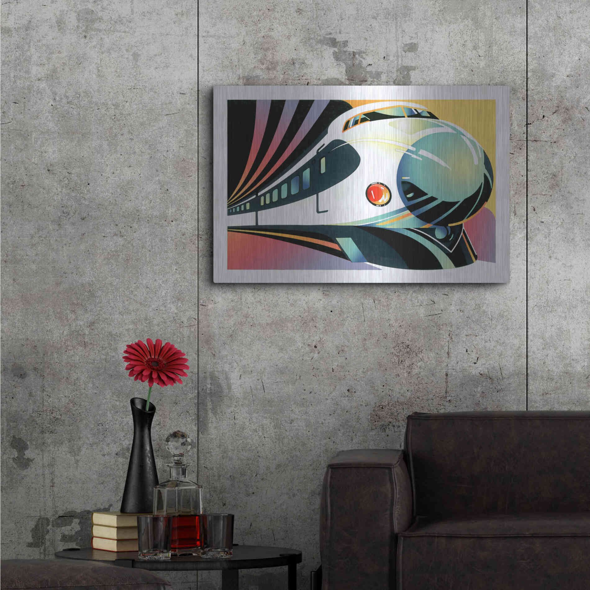 Luxe Metal Art 'Japanese High Speed Train' by David Chestnutt, Metal Wall Art,36x24