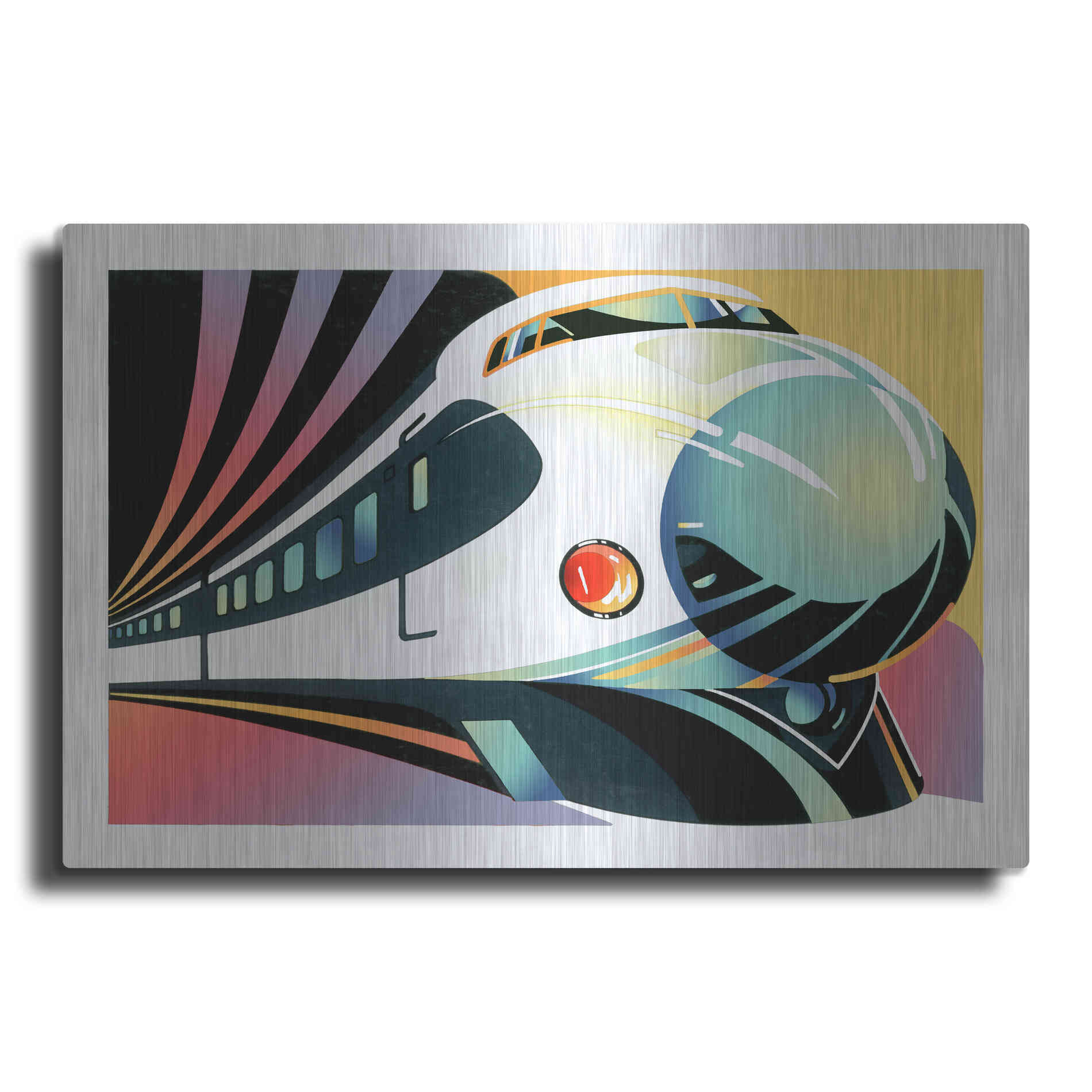 Luxe Metal Art 'Japanese High Speed Train' by David Chestnutt, Metal Wall Art