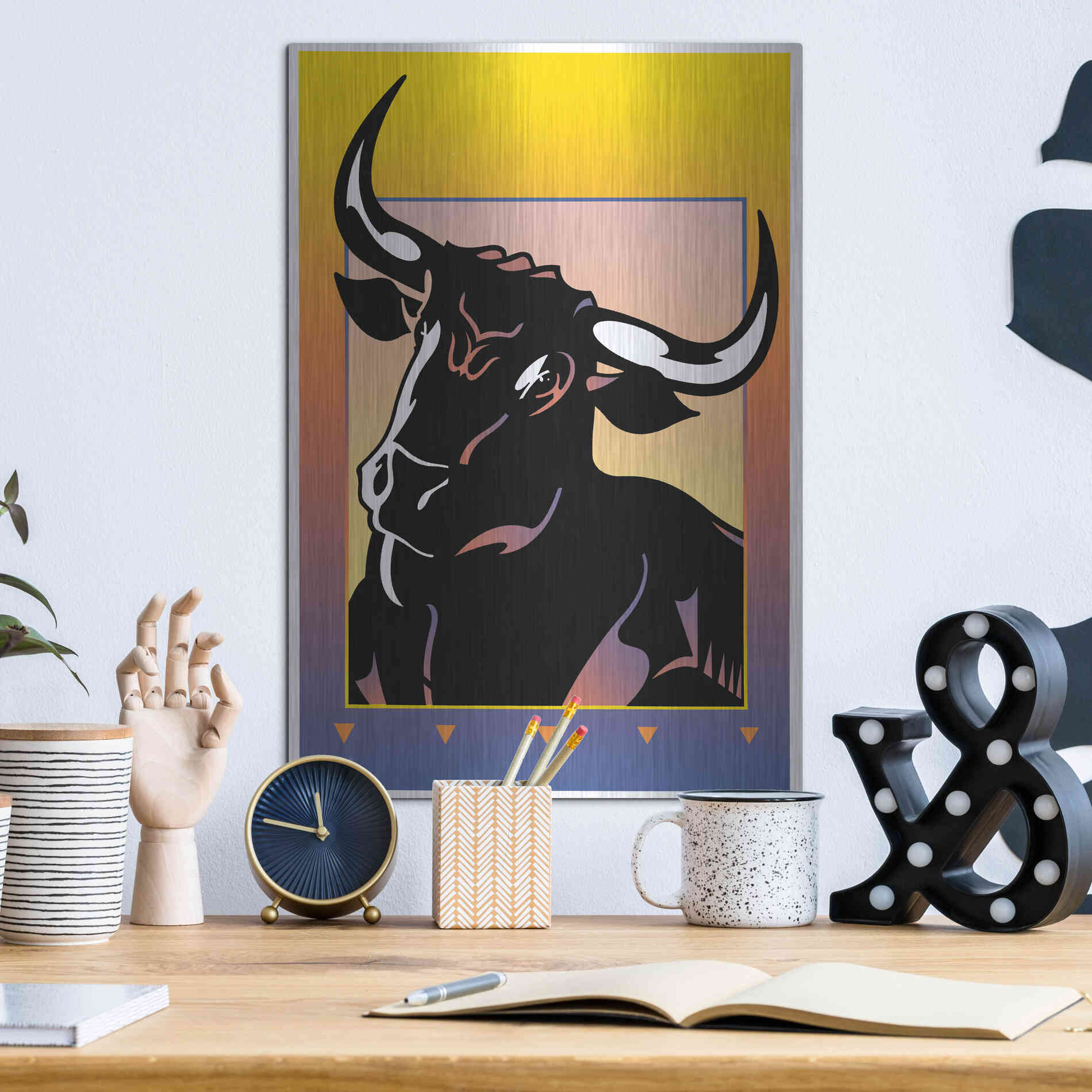 Luxe Metal Art 'Minotaur' by David Chestnutt, Metal Wall Art,12x16