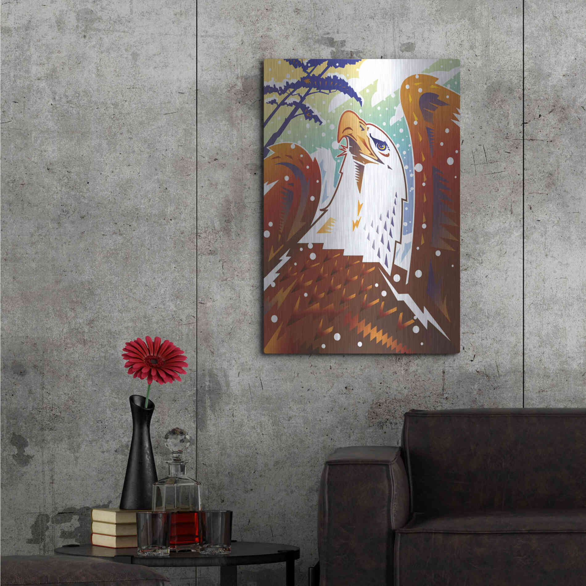 Luxe Metal Art 'New Eagle' by David Chestnutt, Metal Wall Art,24x36