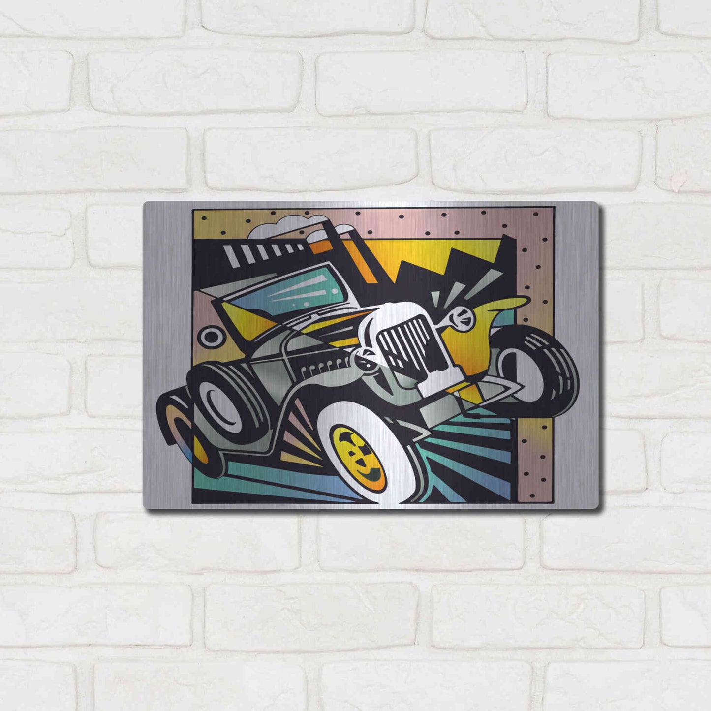 Luxe Metal Art 'Old Auto' by David Chestnutt, Metal Wall Art,16x12