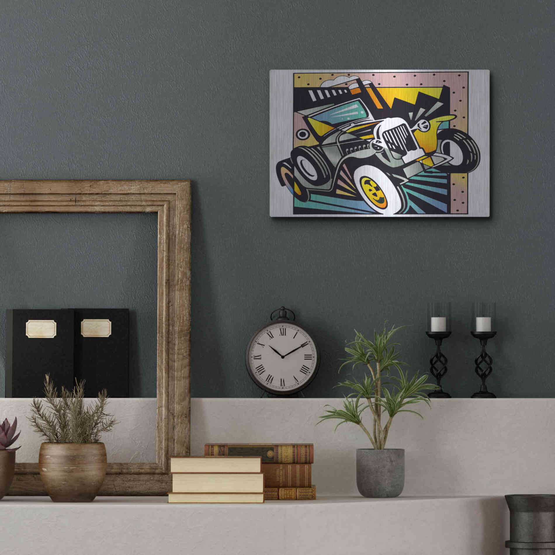 Luxe Metal Art 'Old Auto' by David Chestnutt, Metal Wall Art,16x12