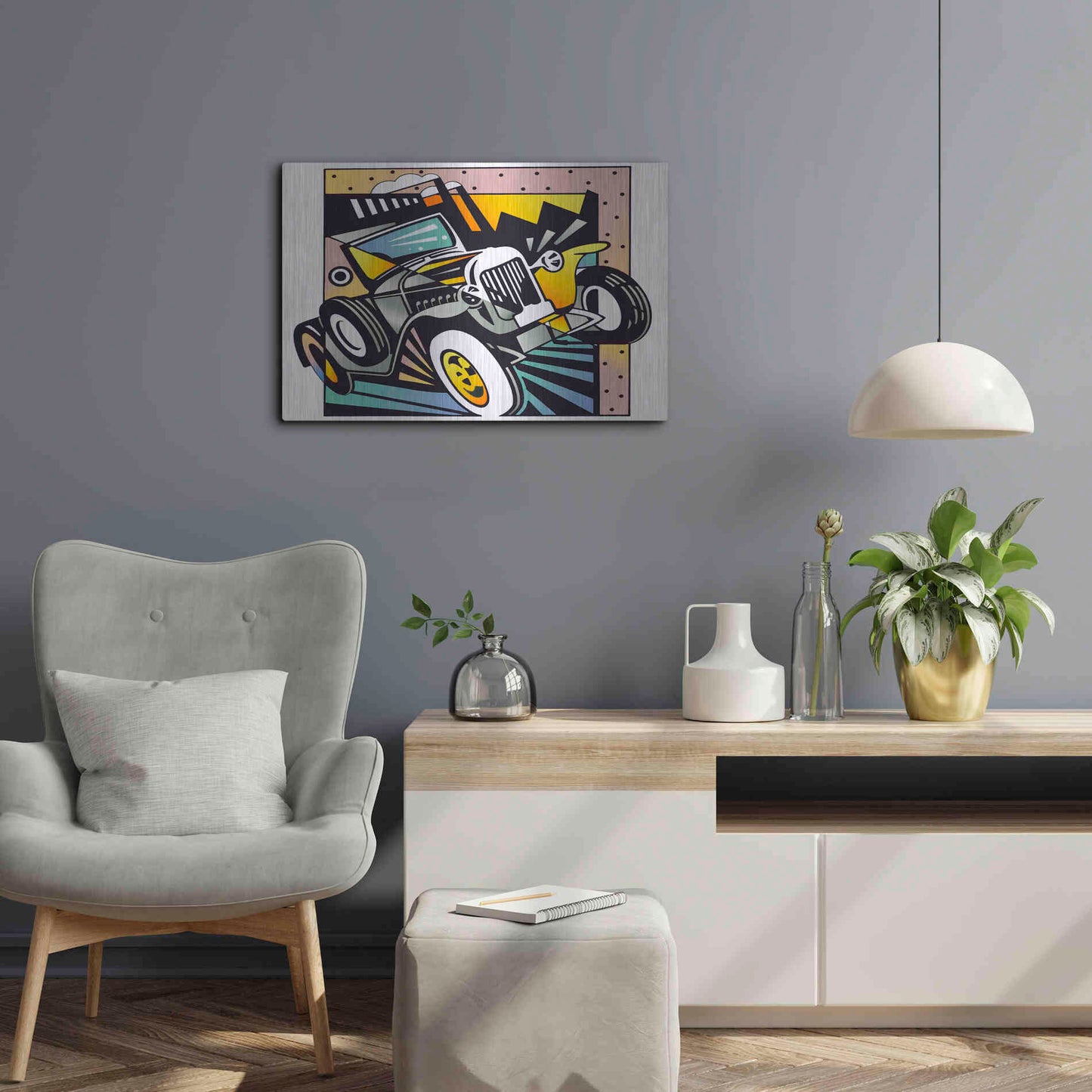 Luxe Metal Art 'Old Auto' by David Chestnutt, Metal Wall Art,24x16