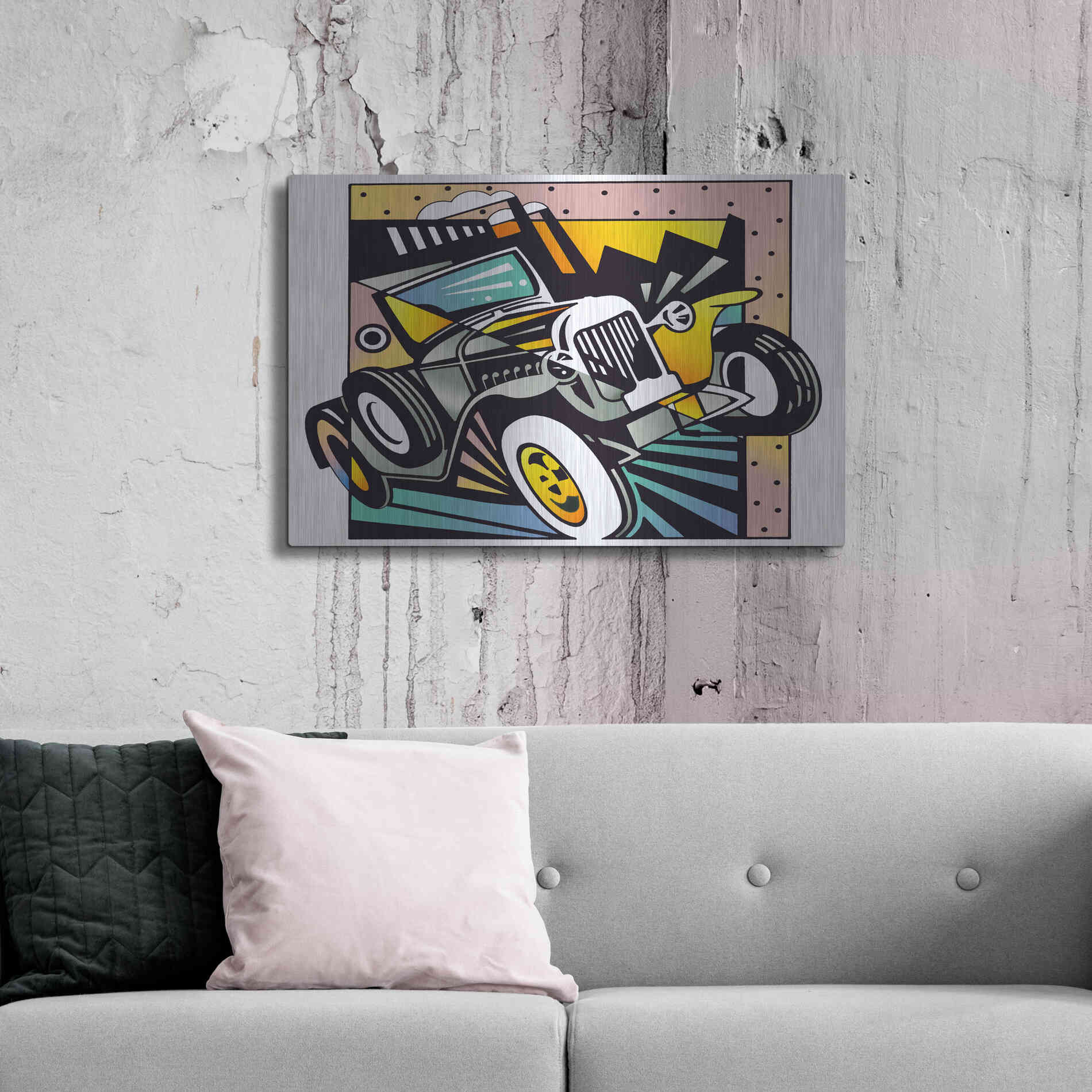 Luxe Metal Art 'Old Auto' by David Chestnutt, Metal Wall Art,36x24