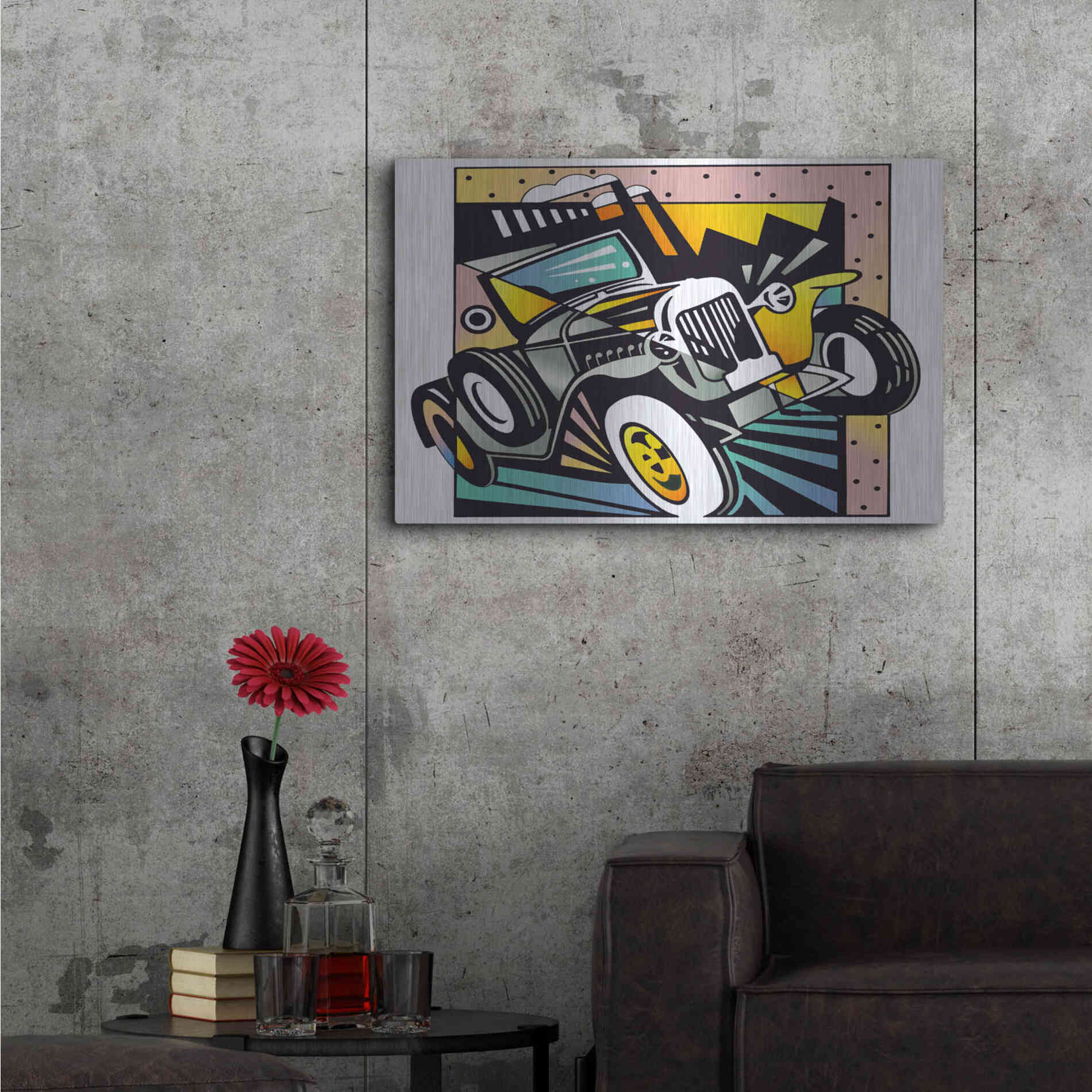 Luxe Metal Art 'Old Auto' by David Chestnutt, Metal Wall Art,36x24