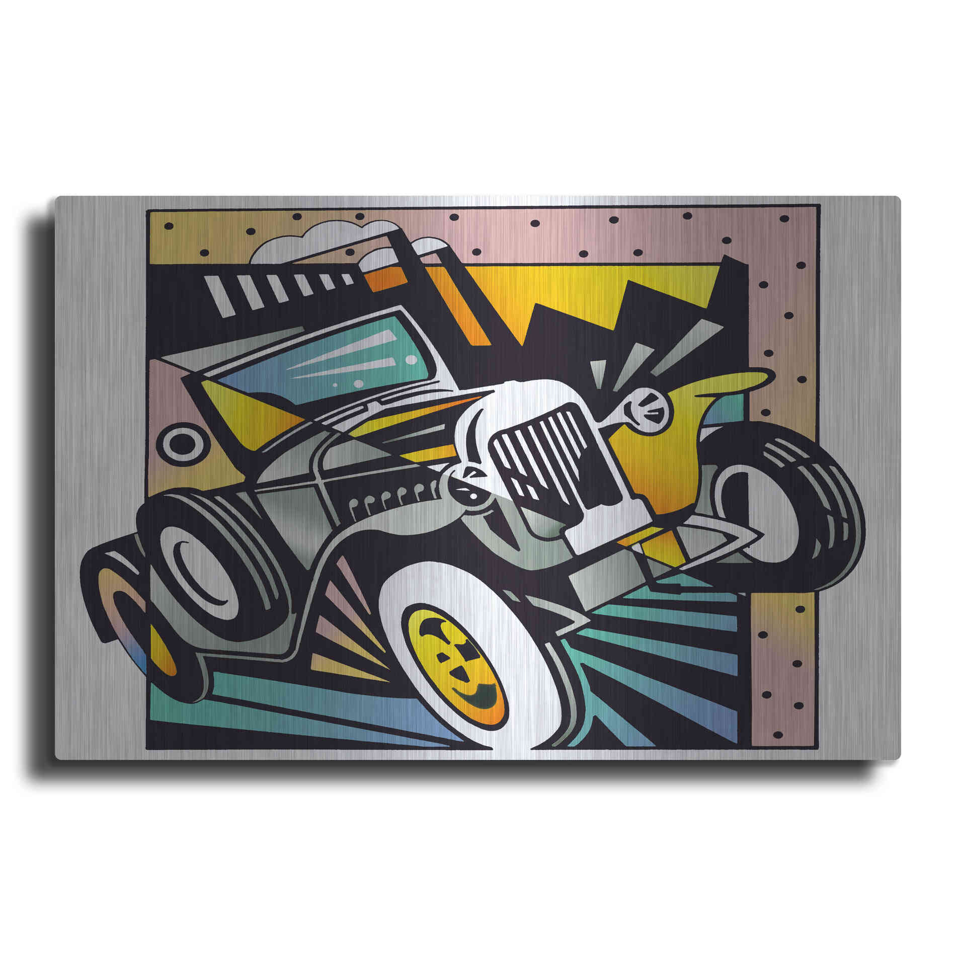 Luxe Metal Art 'Old Auto' by David Chestnutt, Metal Wall Art