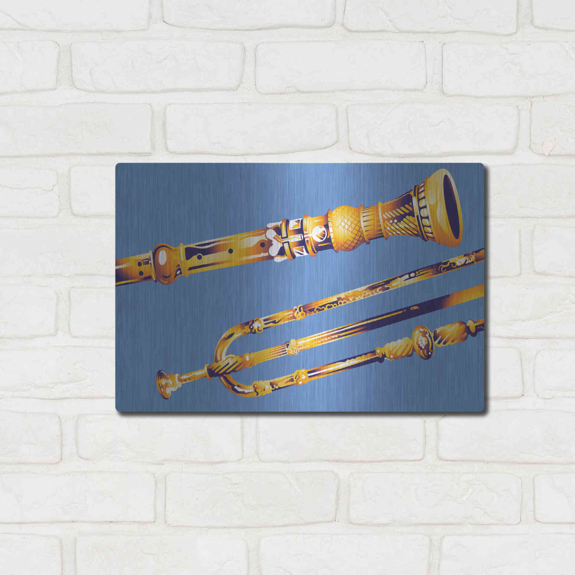 Luxe Metal Art 'Old Instruments' by David Chestnutt, Metal Wall Art,16x12