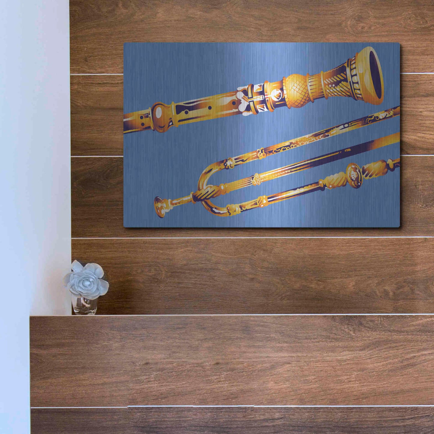 Luxe Metal Art 'Old Instruments' by David Chestnutt, Metal Wall Art,16x12