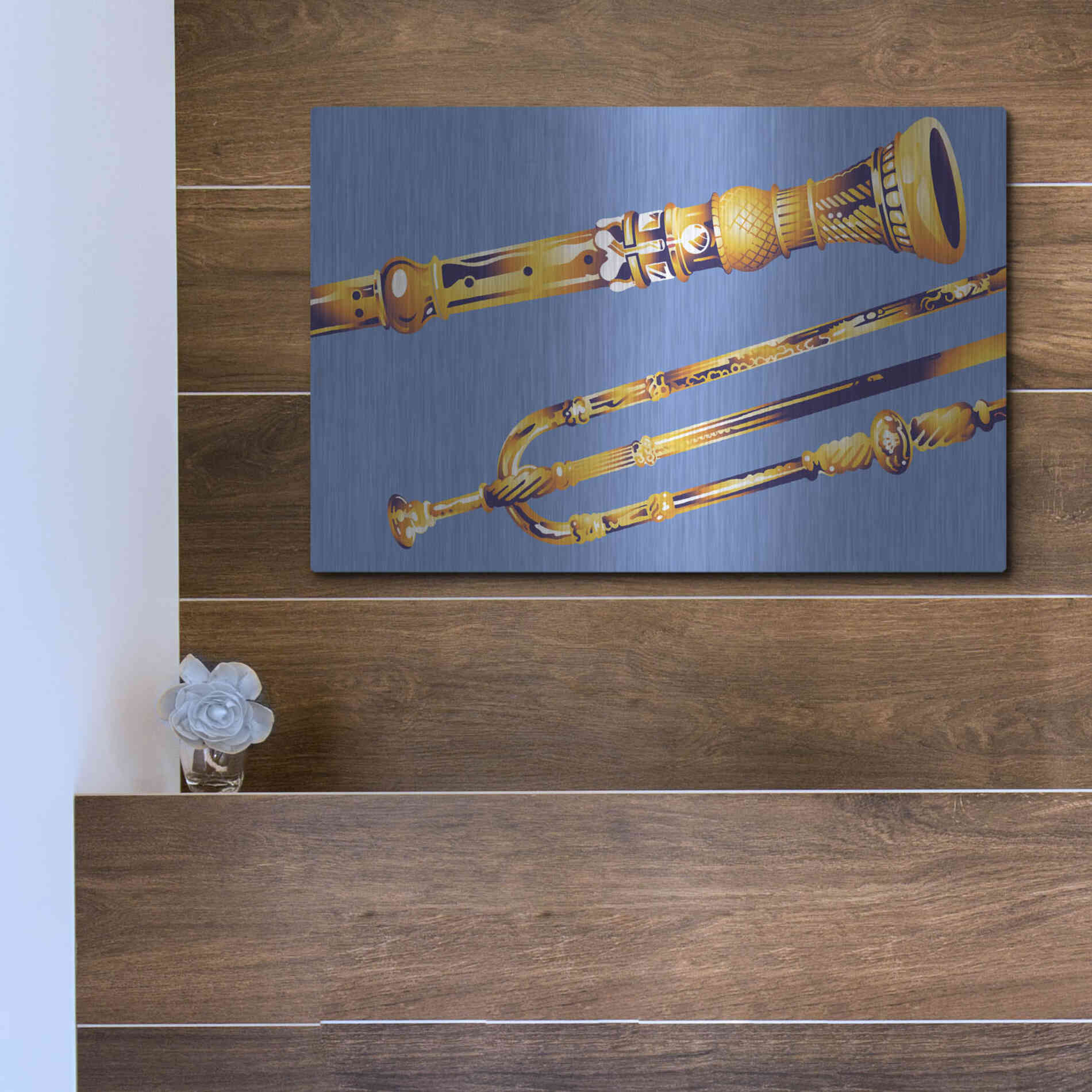 Luxe Metal Art 'Old Instruments' by David Chestnutt, Metal Wall Art,16x12