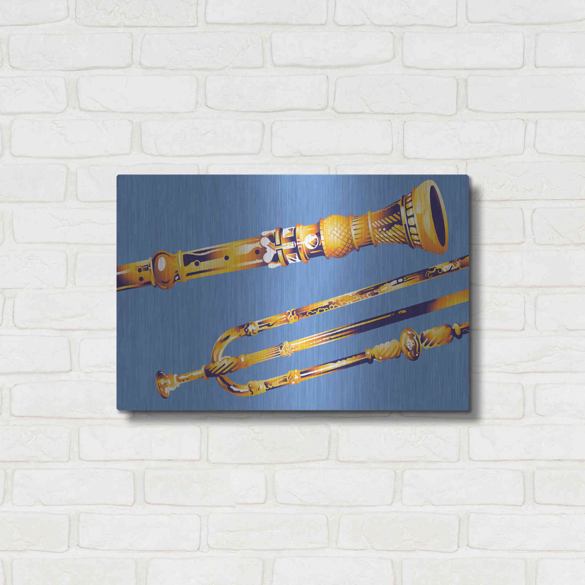 Luxe Metal Art 'Old Instruments' by David Chestnutt, Metal Wall Art,24x16