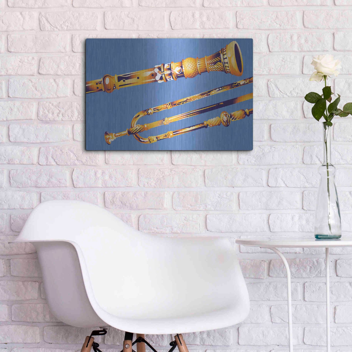 Luxe Metal Art 'Old Instruments' by David Chestnutt, Metal Wall Art,24x16
