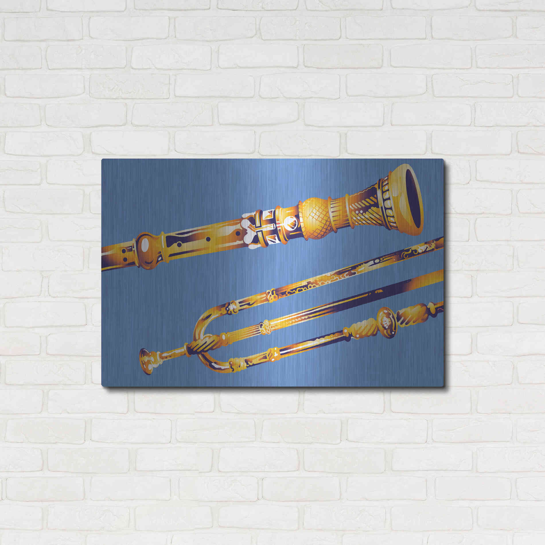 Luxe Metal Art 'Old Instruments' by David Chestnutt, Metal Wall Art,36x24