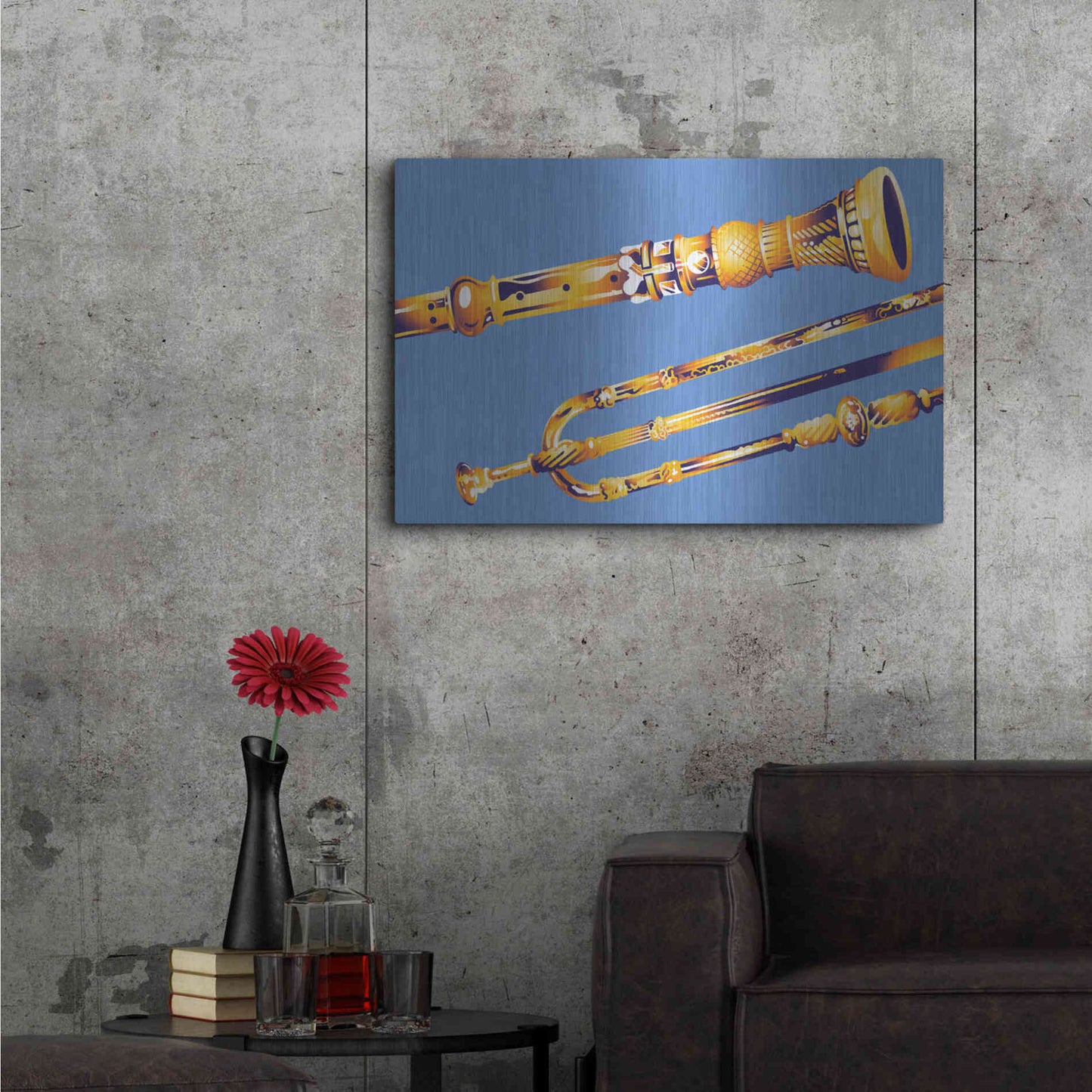 Luxe Metal Art 'Old Instruments' by David Chestnutt, Metal Wall Art,36x24