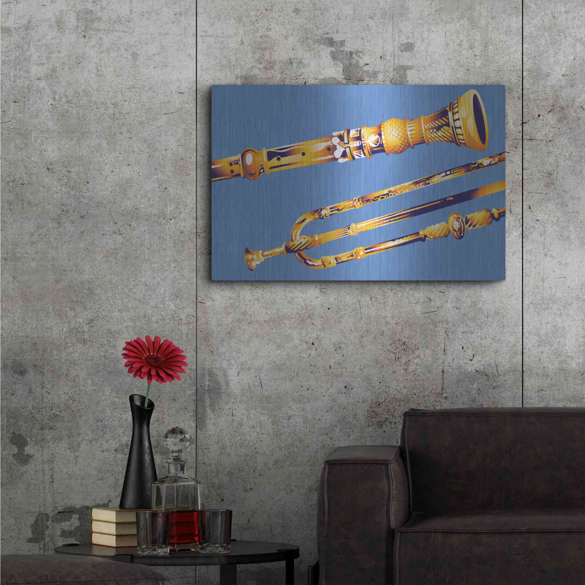 Luxe Metal Art 'Old Instruments' by David Chestnutt, Metal Wall Art,36x24