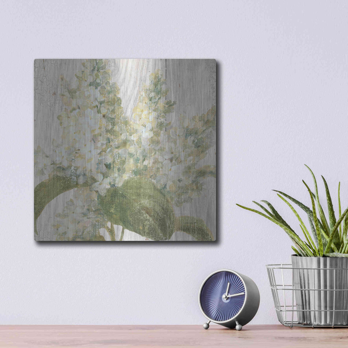 Luxe Metal Art 'Scented Cottage Florals II Crop' by Danhui Nai, Metal Wall Art,12x12
