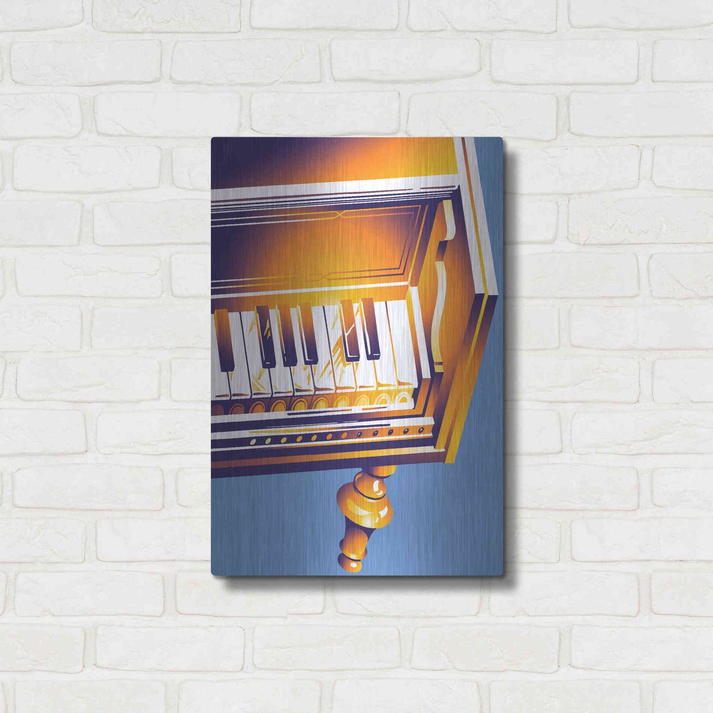 Luxe Metal Art 'Old Piano' by David Chestnutt, Metal Wall Art,16x24