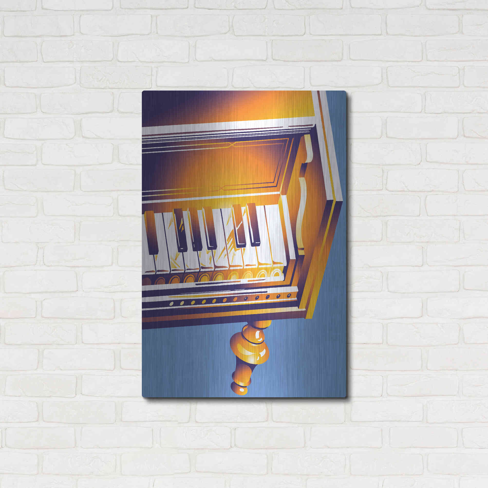Luxe Metal Art 'Old Piano' by David Chestnutt, Metal Wall Art,24x36