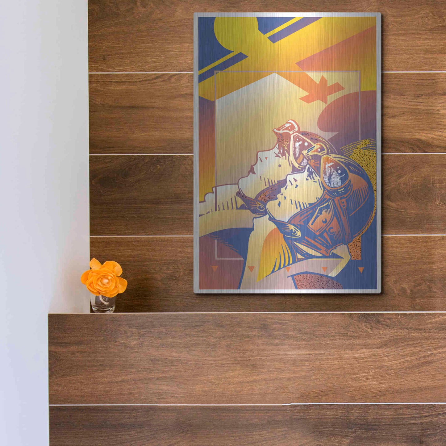 Luxe Metal Art 'Pilots Orange' by David Chestnutt, Metal Wall Art,12x16