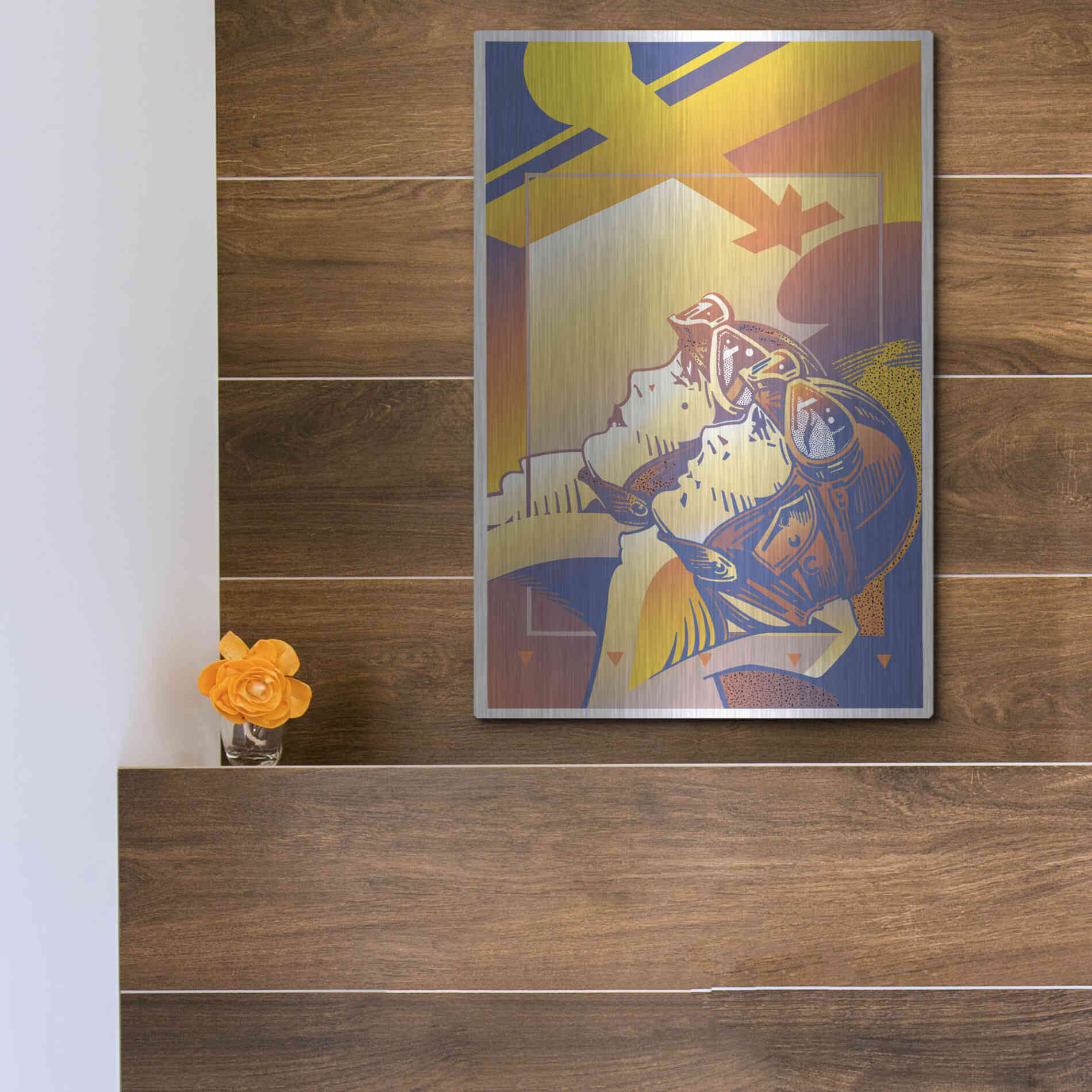 Luxe Metal Art 'Pilots Orange' by David Chestnutt, Metal Wall Art,12x16