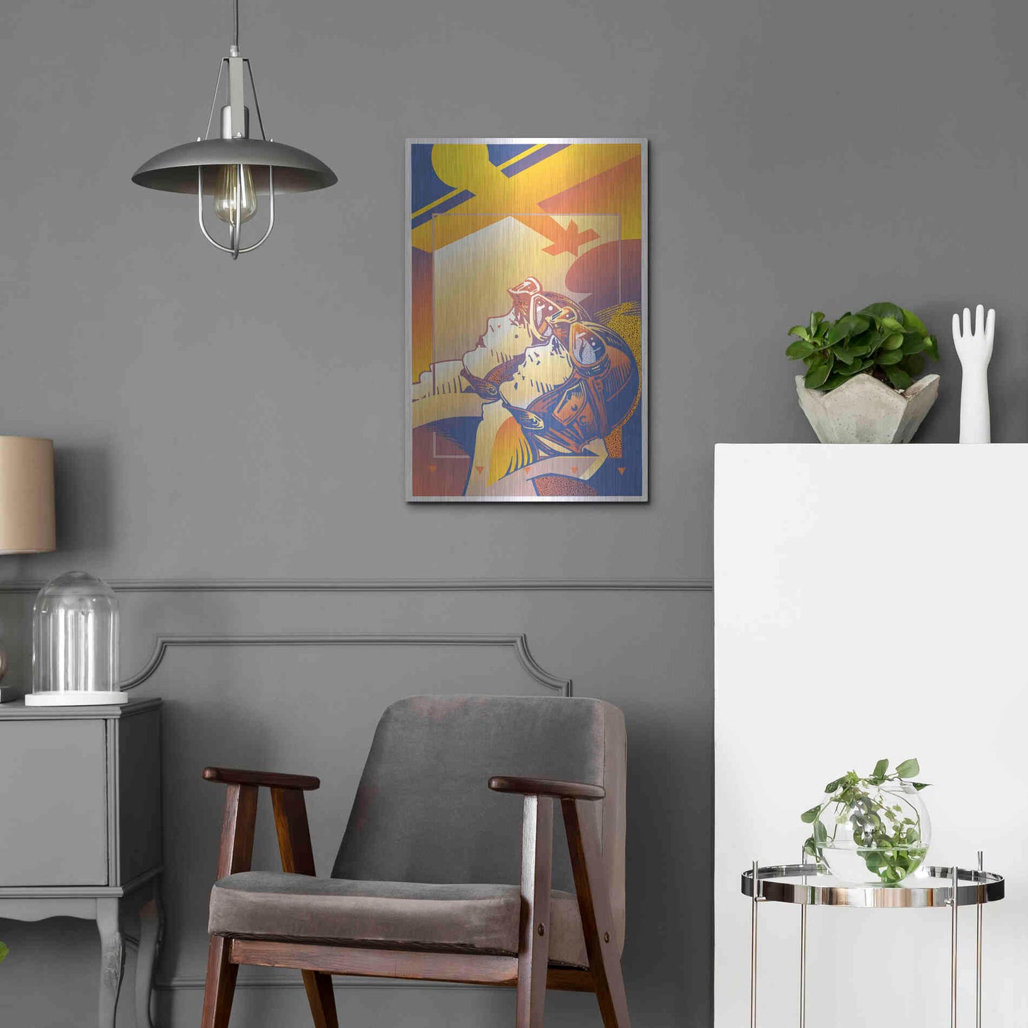 Luxe Metal Art 'Pilots Orange' by David Chestnutt, Metal Wall Art,16x24