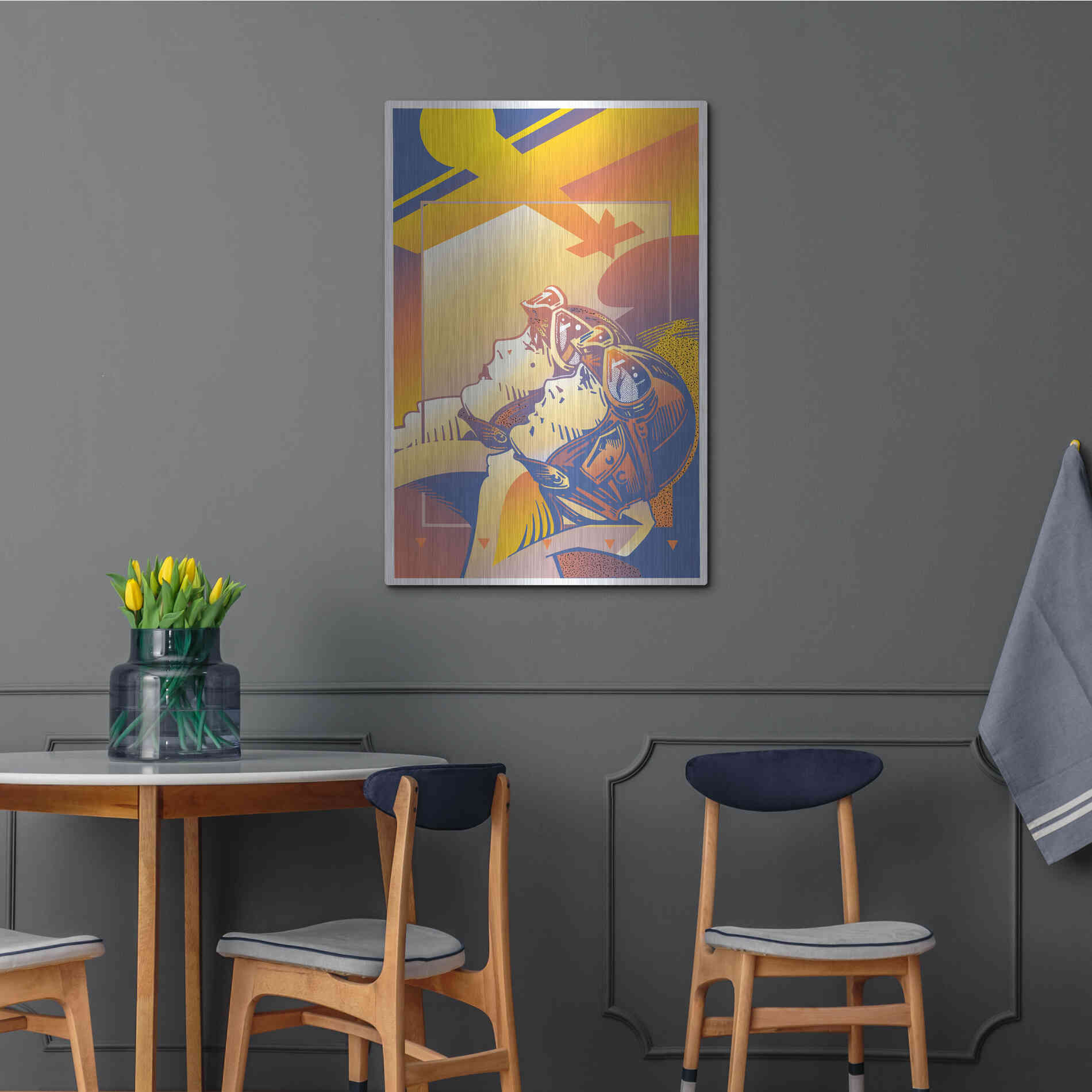 Luxe Metal Art 'Pilots Orange' by David Chestnutt, Metal Wall Art,24x36