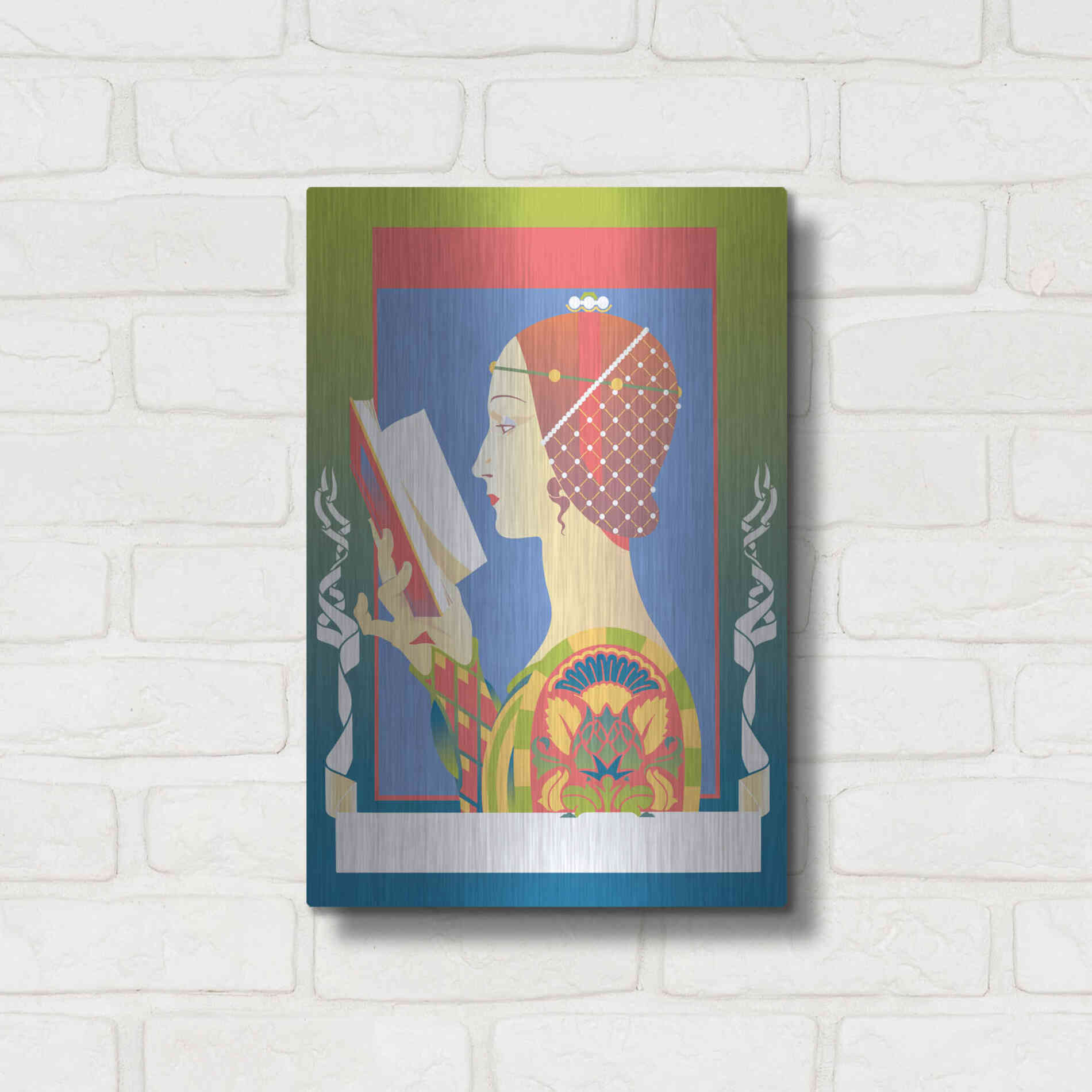 Luxe Metal Art 'Renaissance Read' by David Chestnutt, Metal Wall Art,12x16