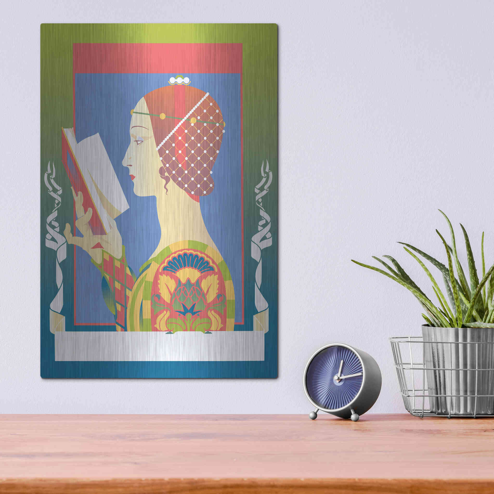 Luxe Metal Art 'Renaissance Read' by David Chestnutt, Metal Wall Art,12x16