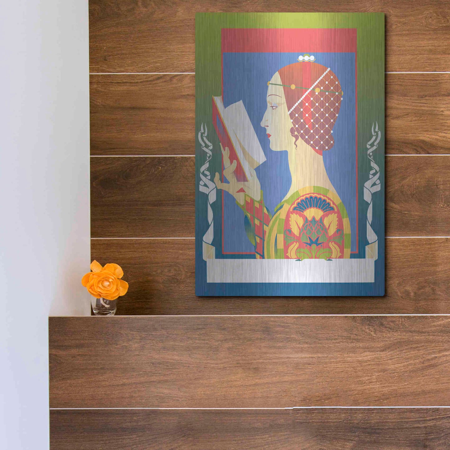 Luxe Metal Art 'Renaissance Read' by David Chestnutt, Metal Wall Art,12x16