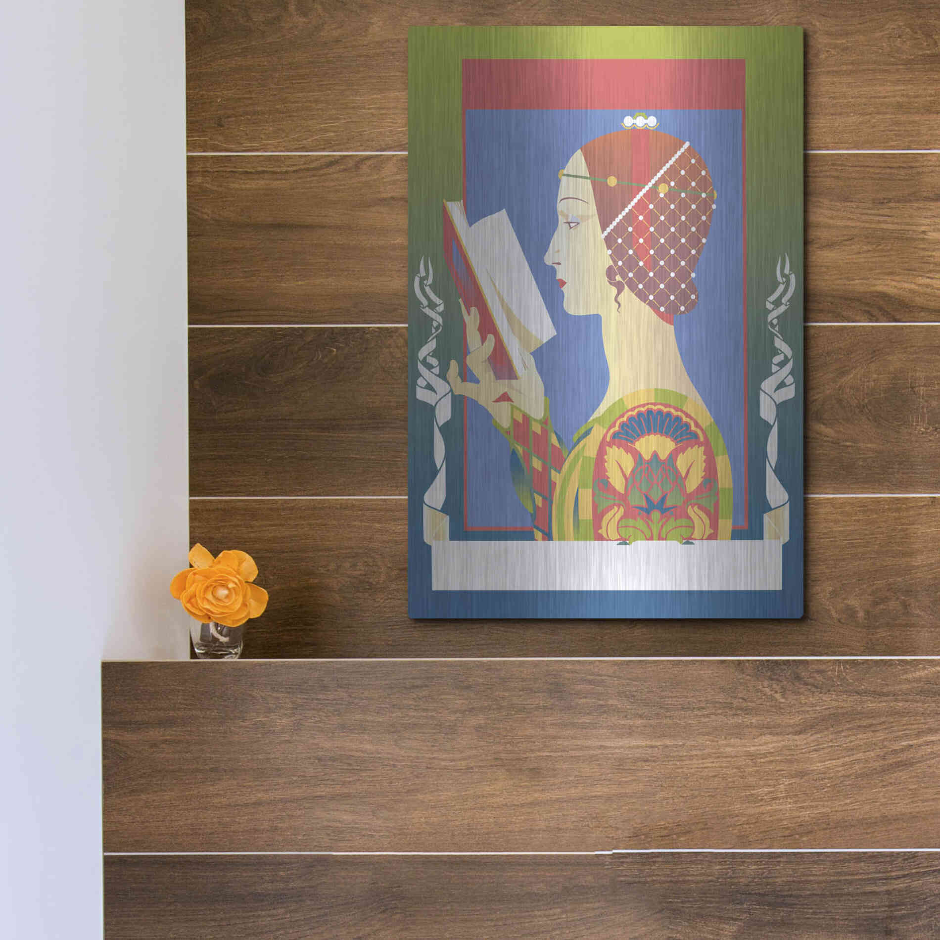 Luxe Metal Art 'Renaissance Read' by David Chestnutt, Metal Wall Art,12x16