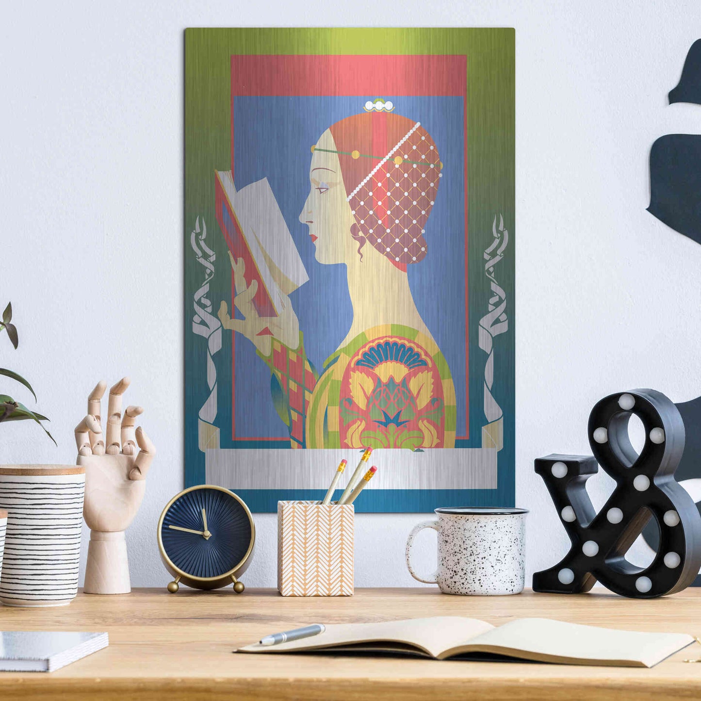 Luxe Metal Art 'Renaissance Read' by David Chestnutt, Metal Wall Art,12x16