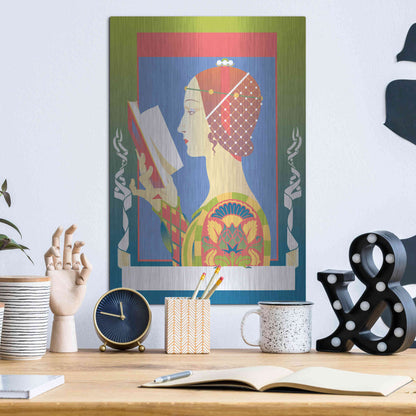 Luxe Metal Art 'Renaissance Read' by David Chestnutt, Metal Wall Art,12x16