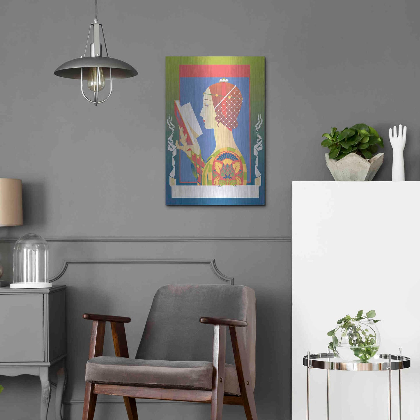 Luxe Metal Art 'Renaissance Read' by David Chestnutt, Metal Wall Art,16x24