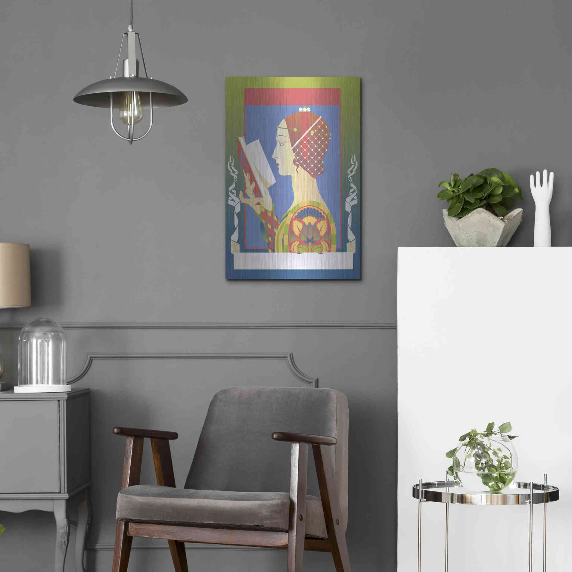 Luxe Metal Art 'Renaissance Read' by David Chestnutt, Metal Wall Art,16x24