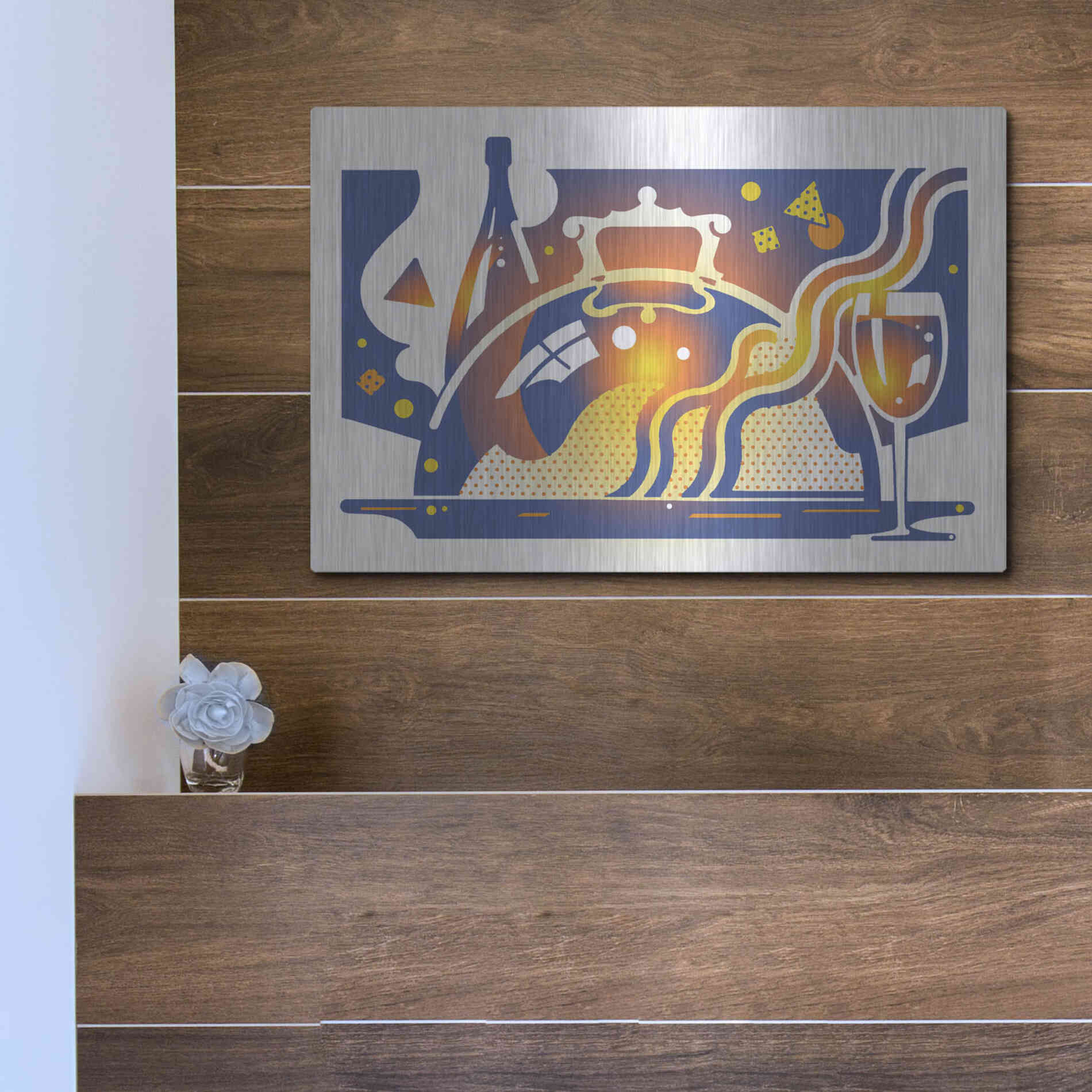 Luxe Metal Art 'Restaurant Guide' by David Chestnutt, Metal Wall Art,16x12